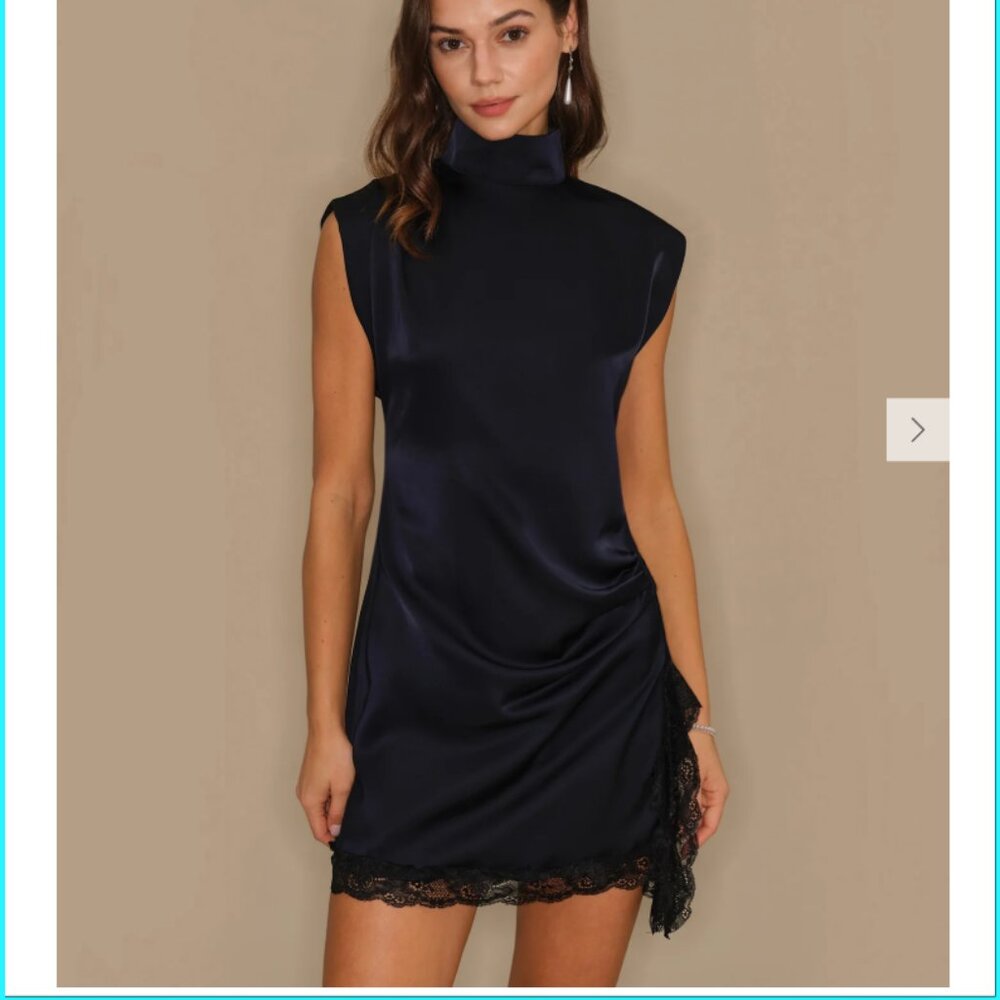 RIHOAS Blue Turtle Lace Mini Dress